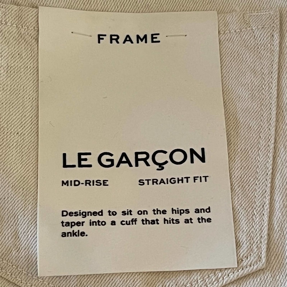 FRAME Le Garçon Mid Rise Straight Cotton Linen Jeans Natural Heather Size 30 NWT - Picture 15 of 16